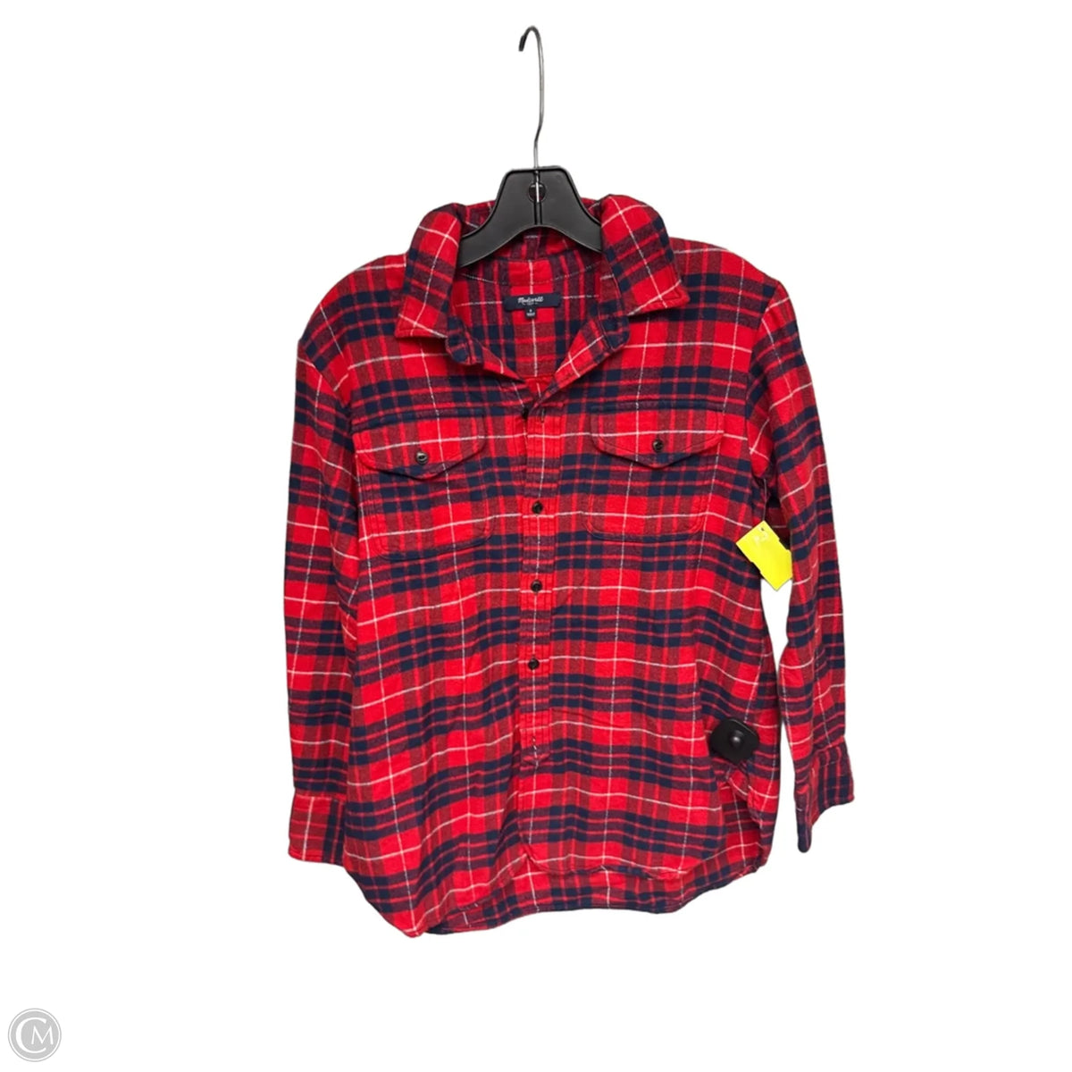 Top Long Sleeve By Madewell In Plaid Pattern, Size: S