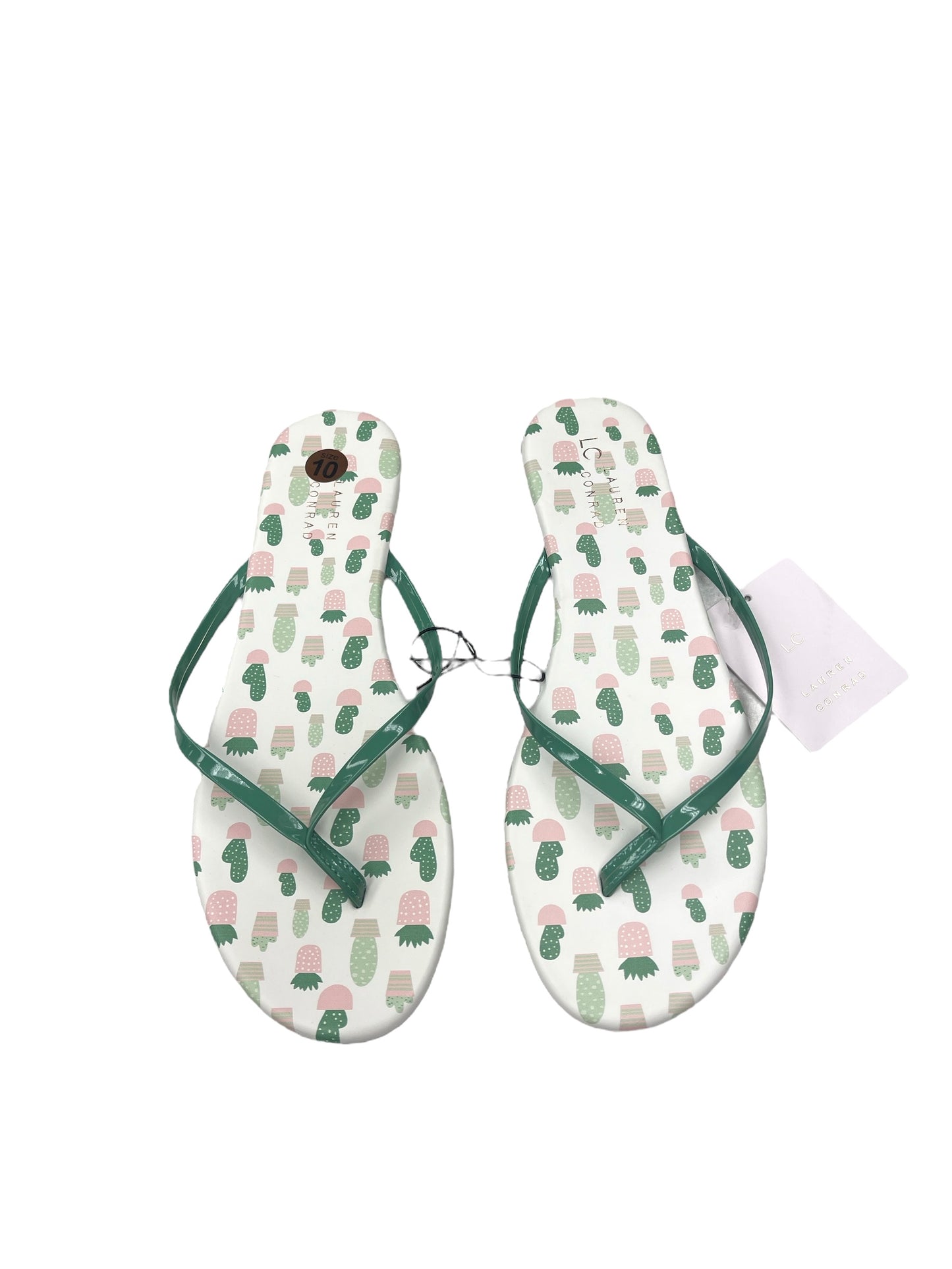 Green & White Sandals Flip Flops Lc Lauren Conrad, Size 10