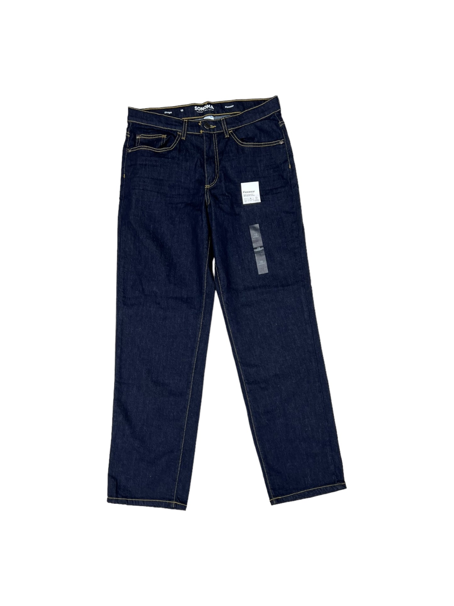 Blue Denim Jeans Straight Sonoma, Size 18