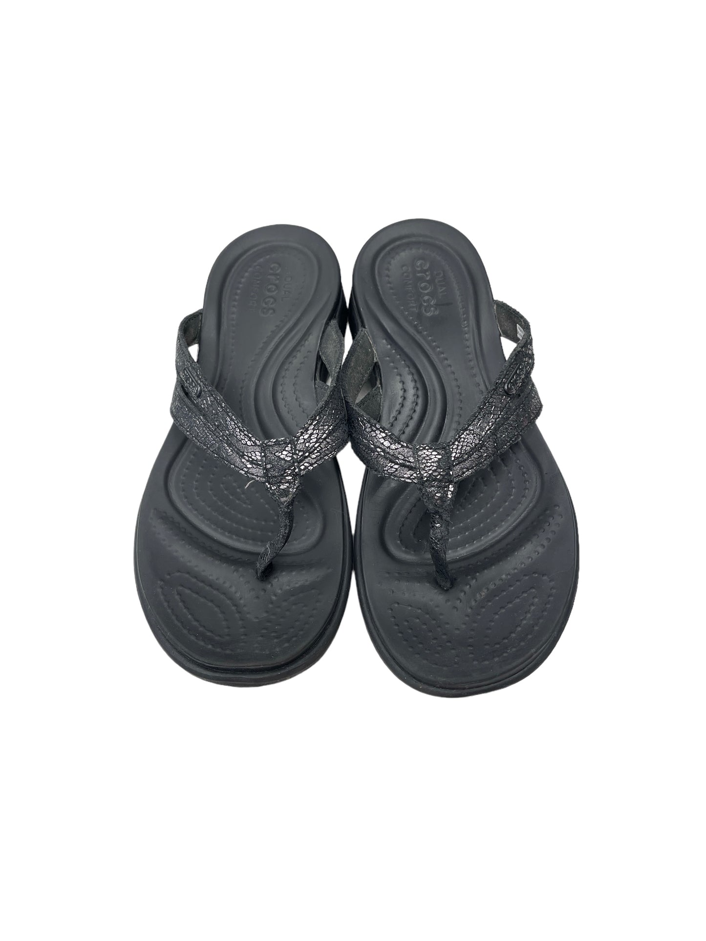 Black Sandals Flip Flops Crocs, Size 9