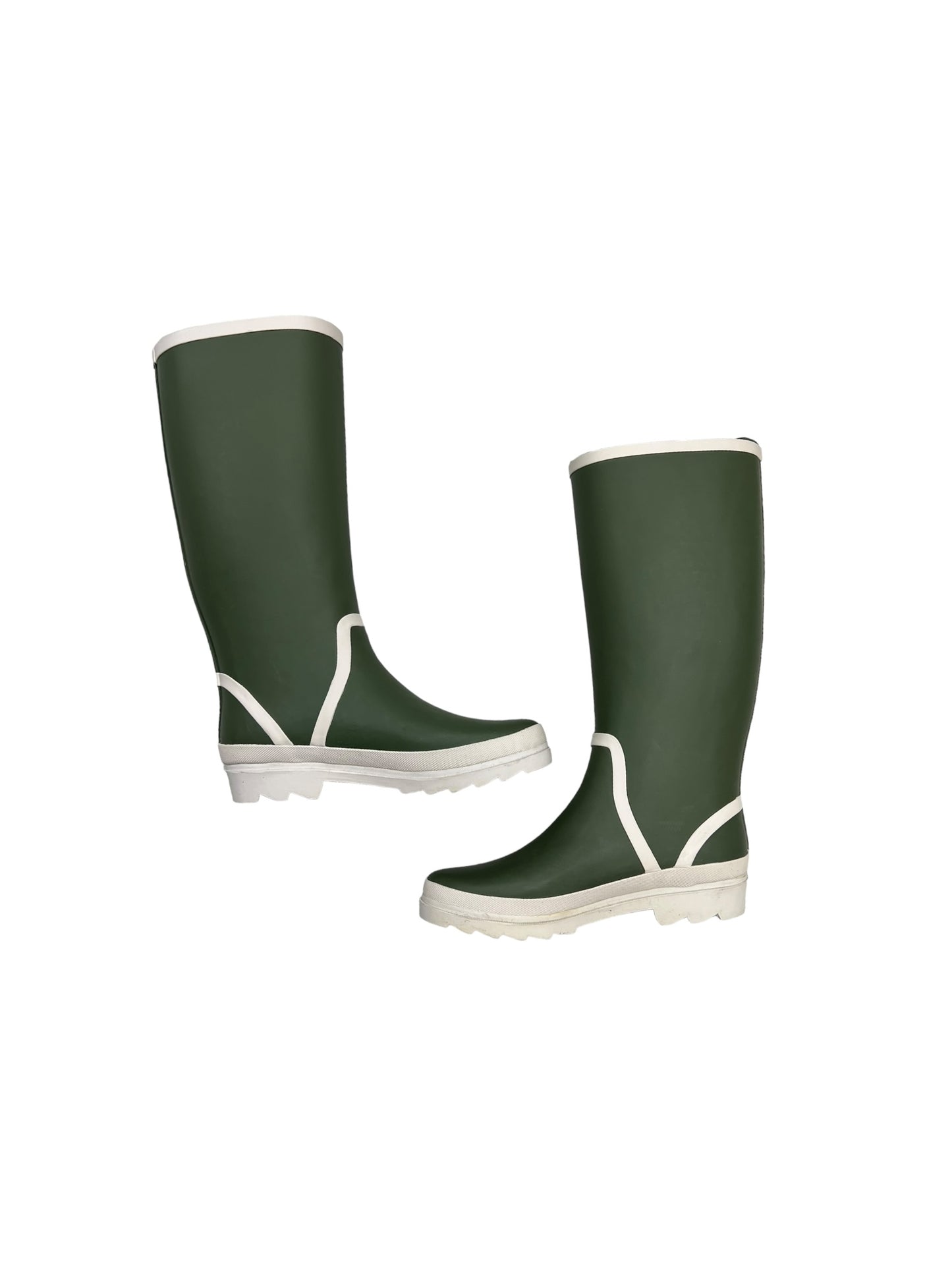 Green & White Boots Rain J. Crew, Size 8