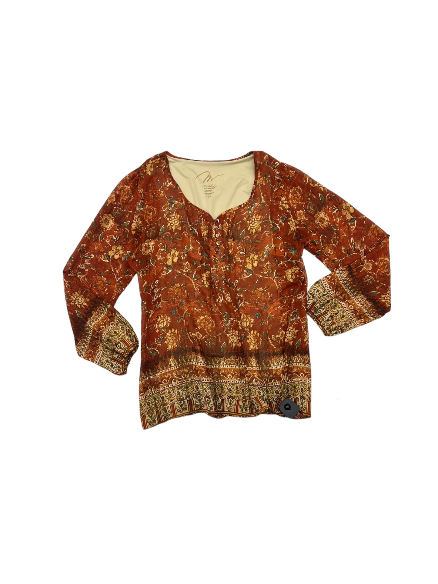 Top Long Sleeve By Miraclesuit In Orange, Size: M