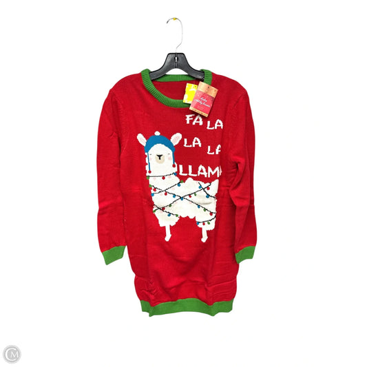 Sweater By Clothes Mentor In Red & White, Size: L