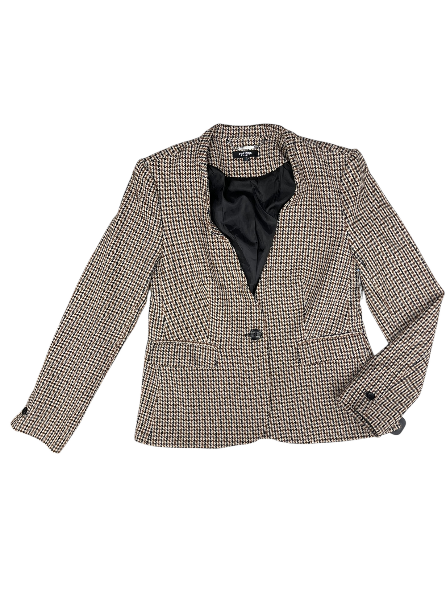 Blazer By Premise In Brown & Cream, Size: 4