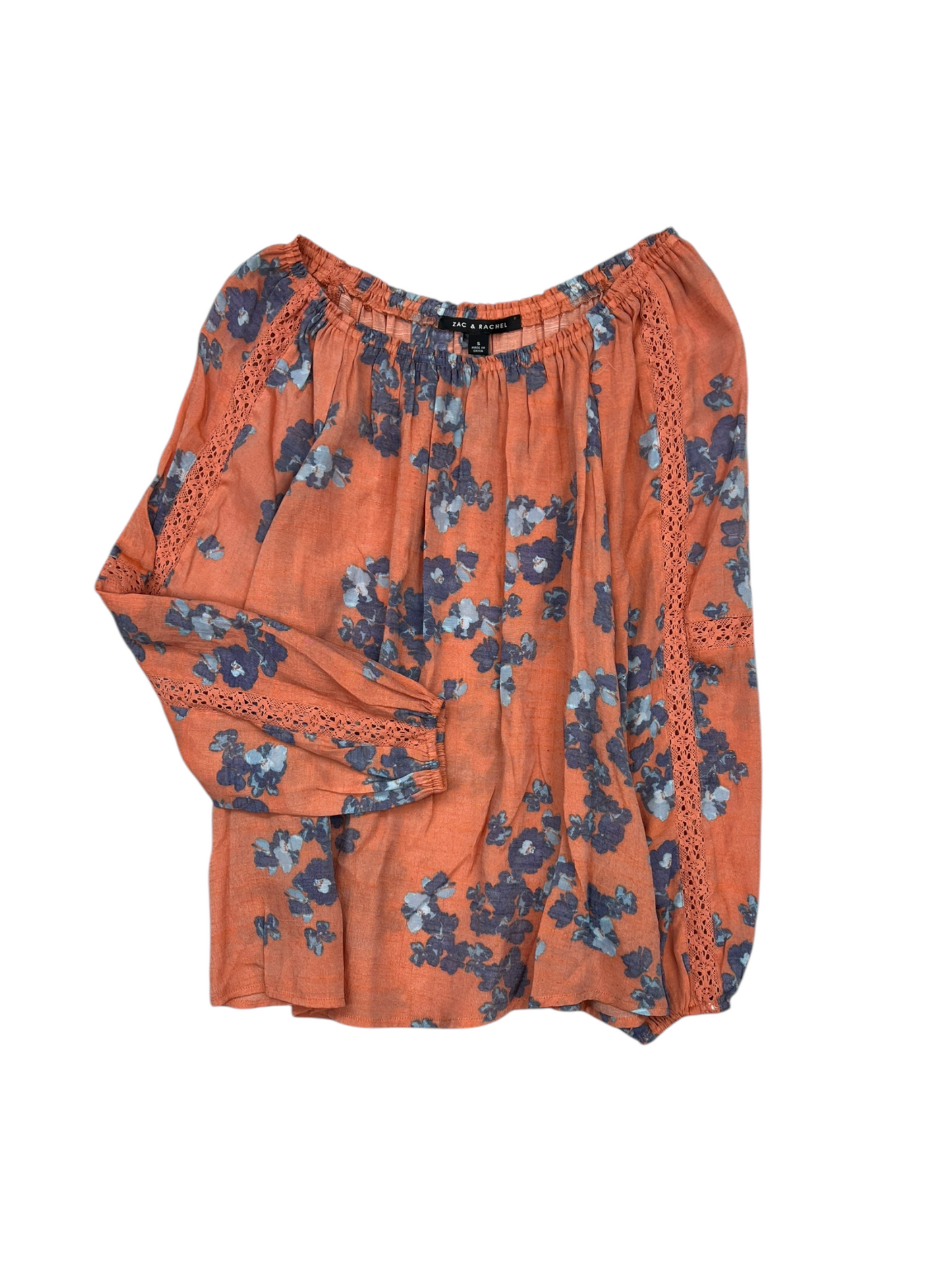 Top Long Sleeve By Zac And Rachel In Blue & Orange, Size: S