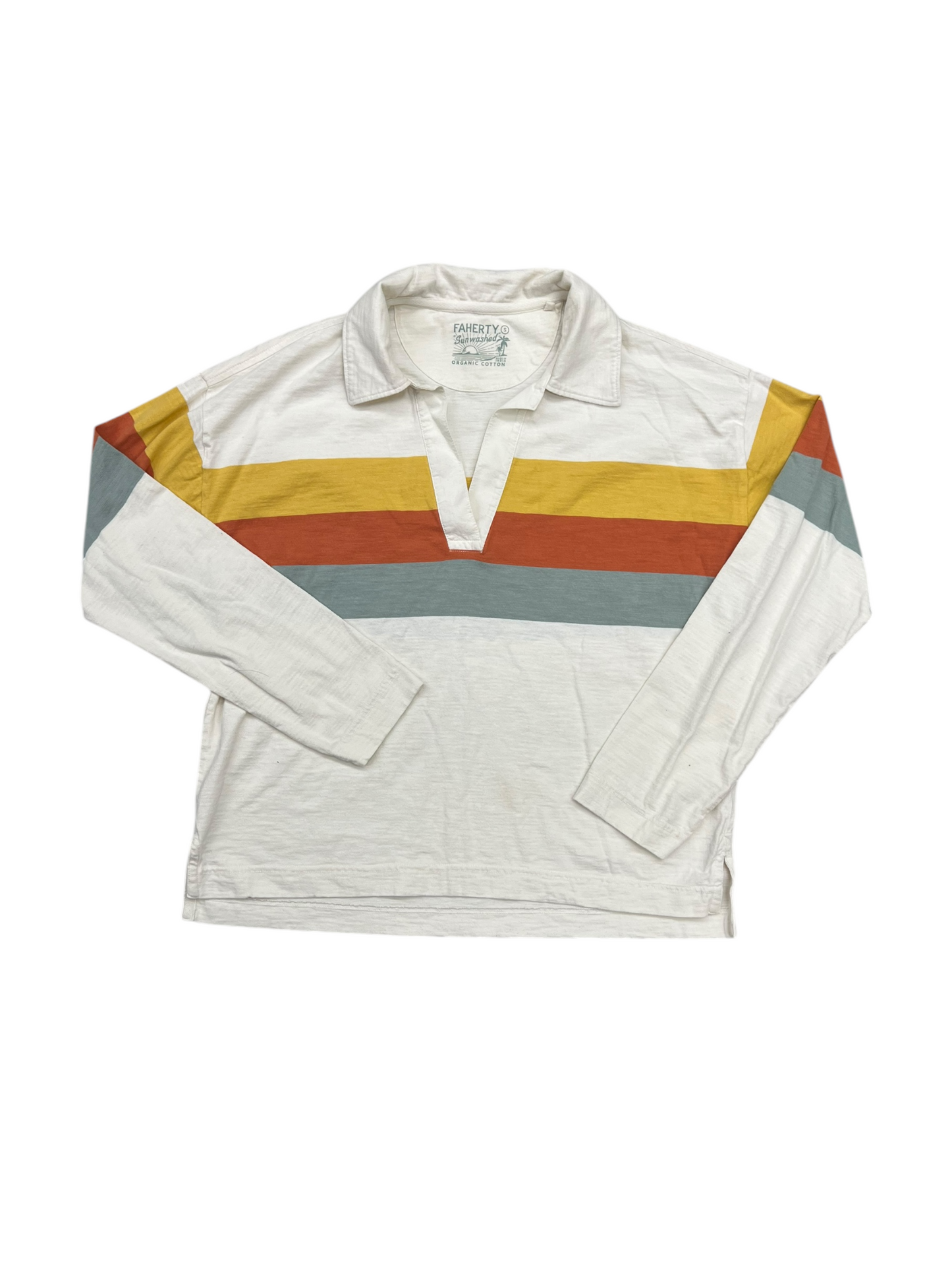 Top Long Sleeve By Faherty In Striped Pattern, Size: S