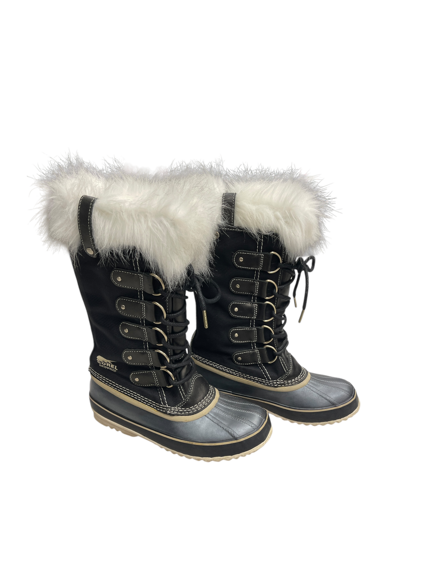 Boots Luxury Designer By Sorel In Black & Grey, Size: 9.5