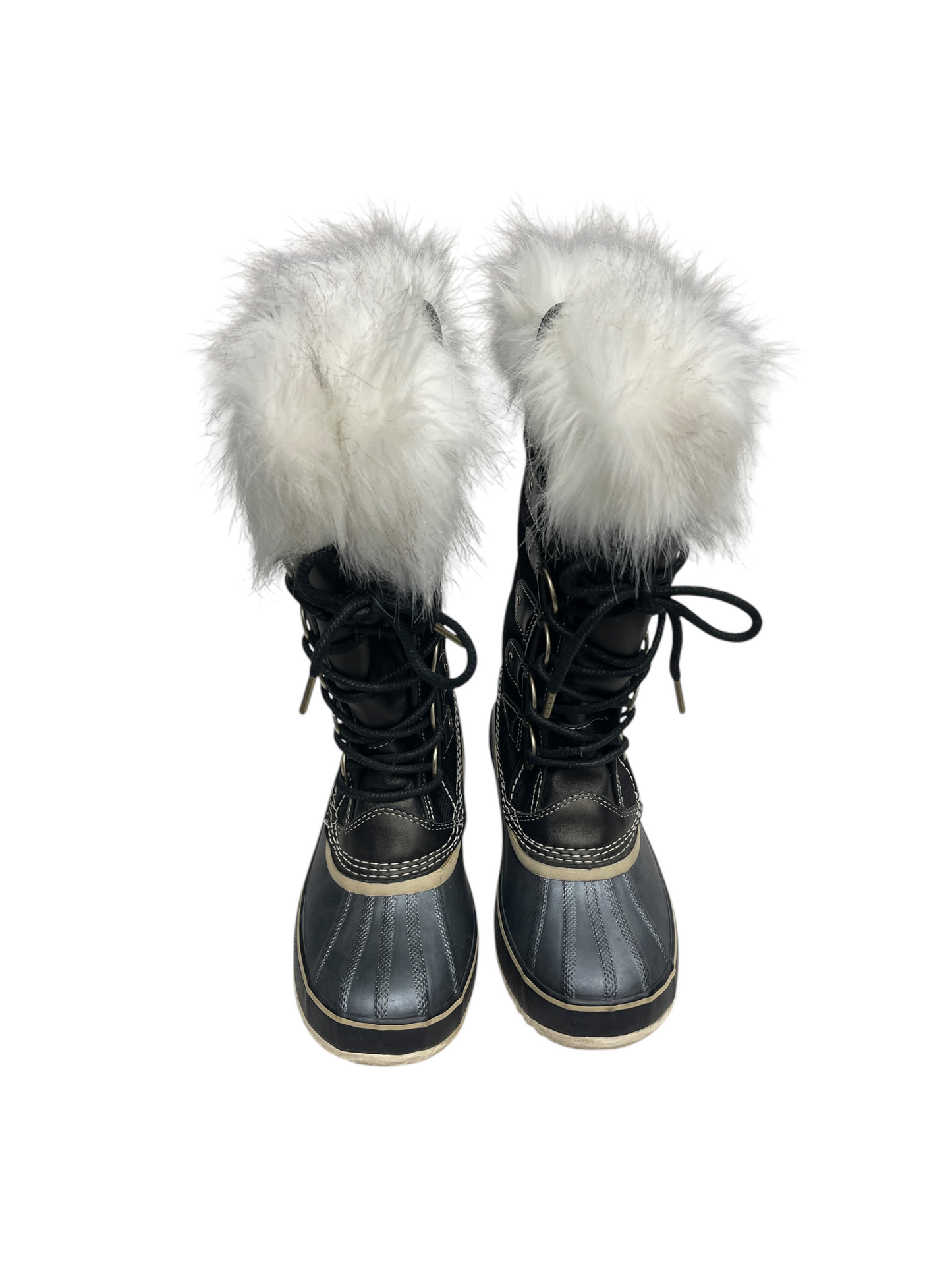 Boots Luxury Designer By Sorel In Black & Grey, Size: 9.5