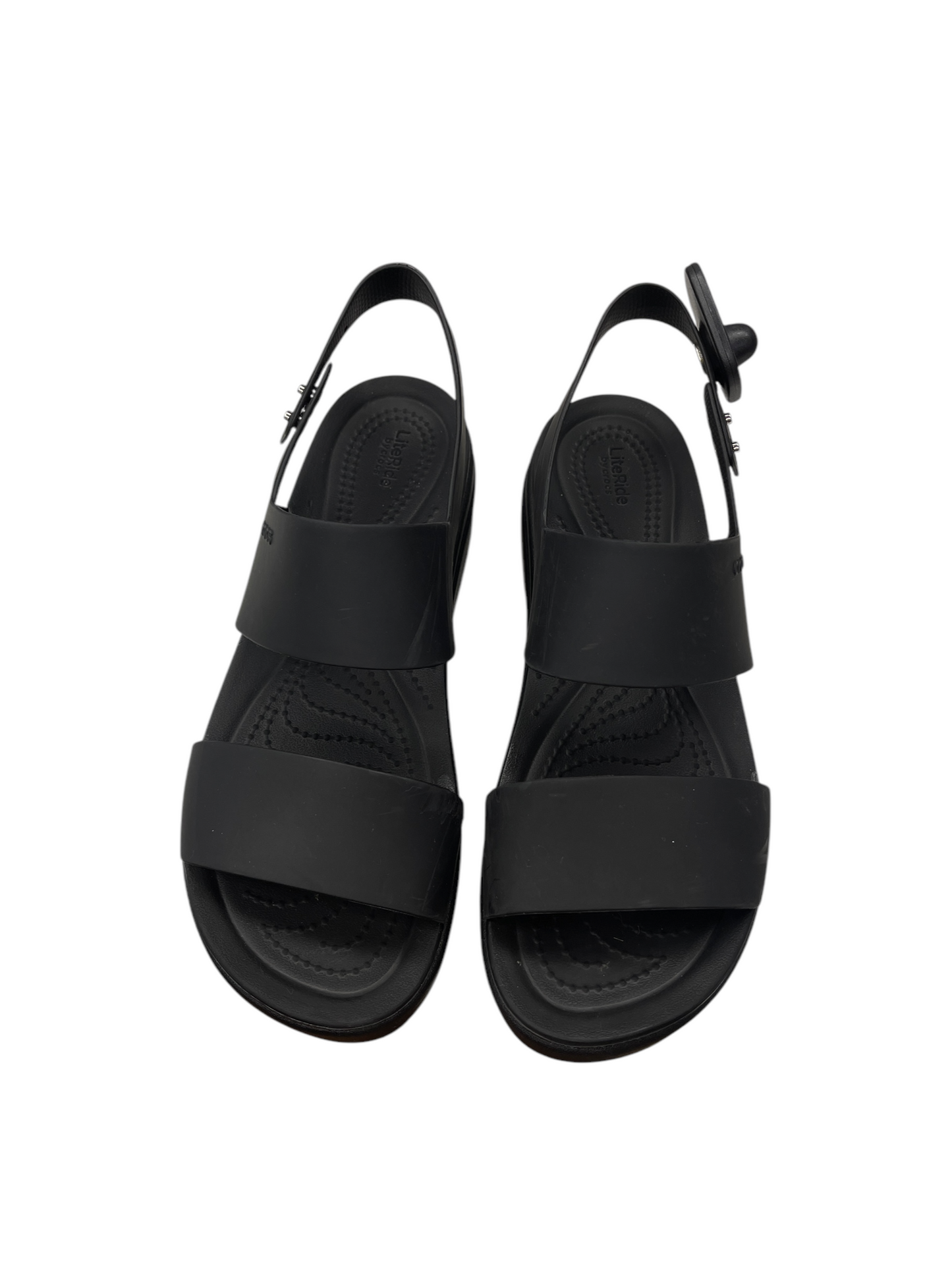 Sandals Heels Platform By Crocs In Black, Size: 9