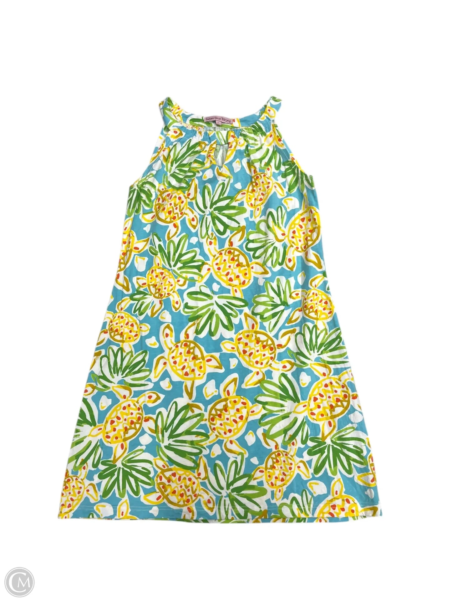 Dress Casual Midi By Cmc In Blue & Yellow, Size: L