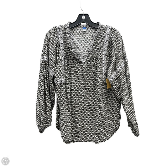Top Long Sleeve By Old Navy In Black & White, Size: S