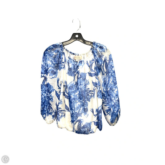 Top 3/4 Sleeve By Philosophy In Blue & White, Size: Xs