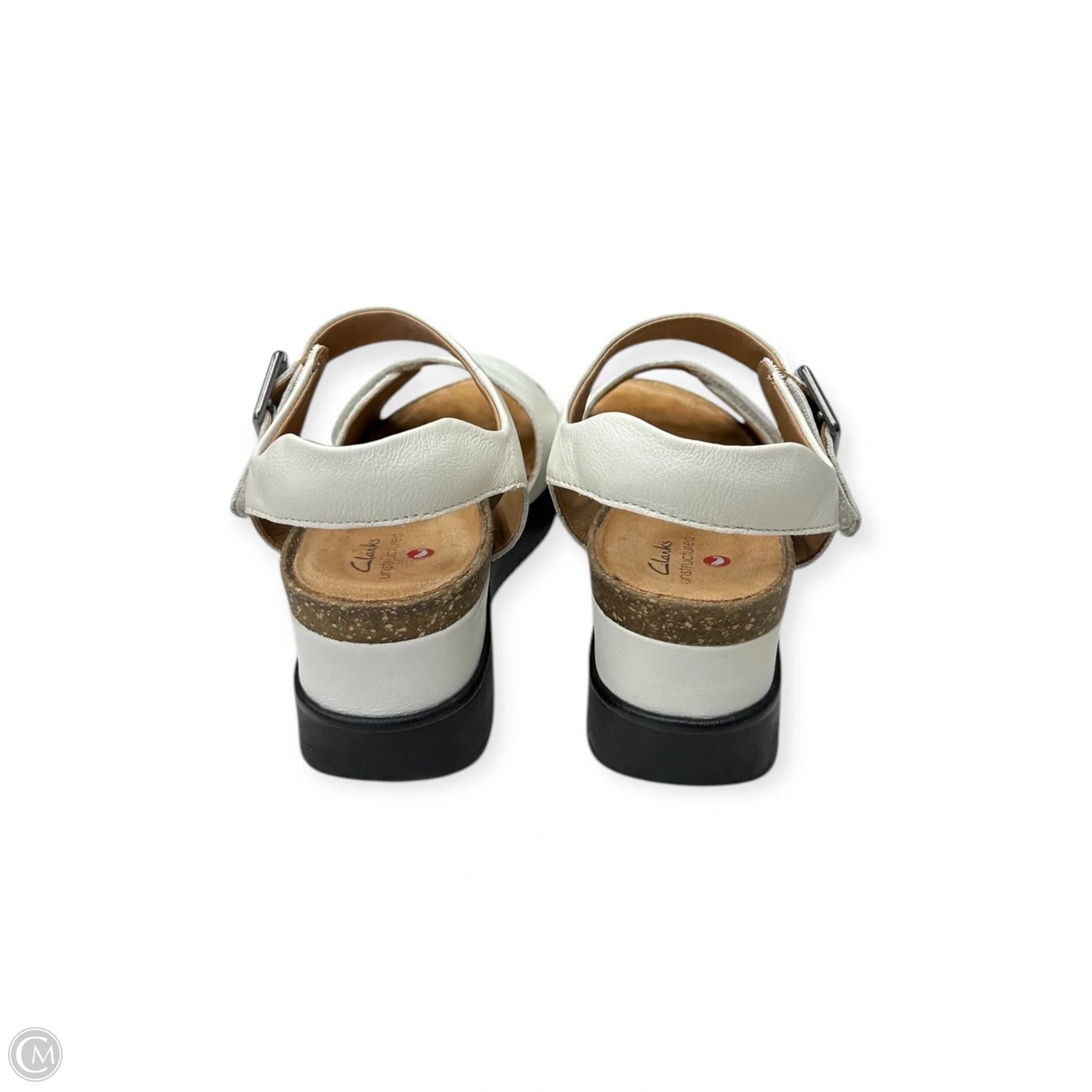 Sandals Heels Block By Clarks In White, Size: 7.5