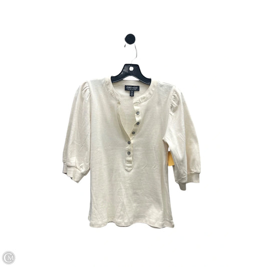 Top Short Sleeve By Mac and Me In Cream, Size: M