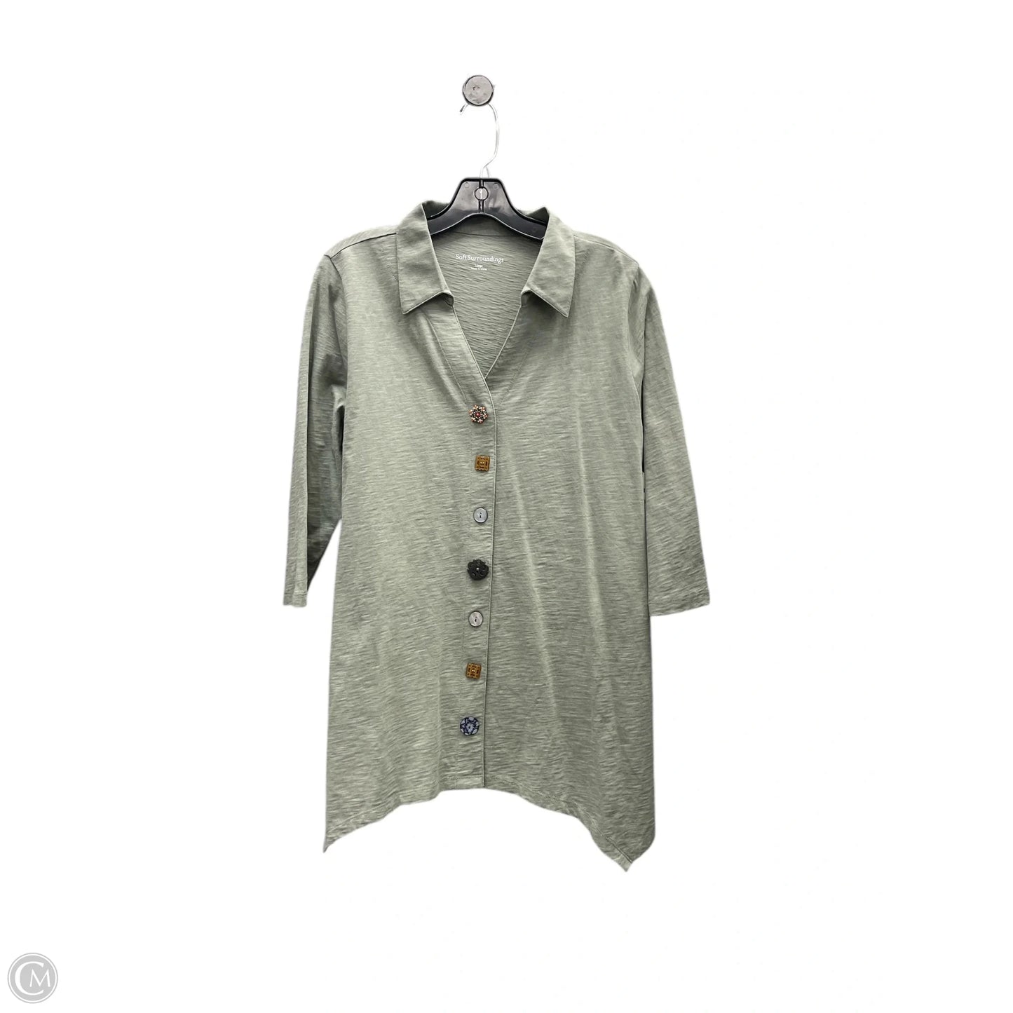 Tunic 3/4 Sleeve By Soft Surroundings In Green, Size: L