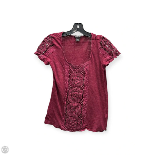 Top Short Sleeve By Lucky Brand In Maroon, Size: S