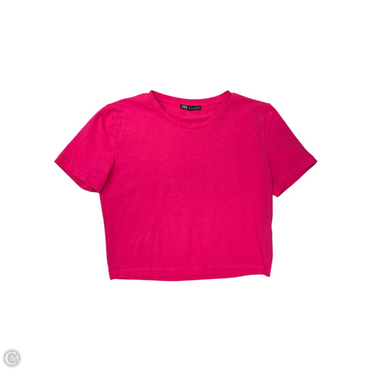 Top Short Sleeve Basic By Zara In Pink, Size: L
