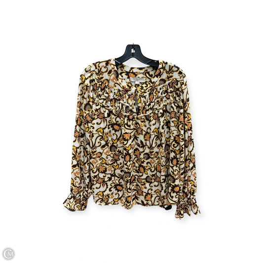 Top Long Sleeve By Loft In Brown & Yellow, Size: L