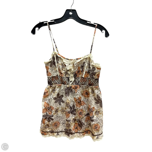 Top Sleeveless By Unit In Cream & Orange, Size: S