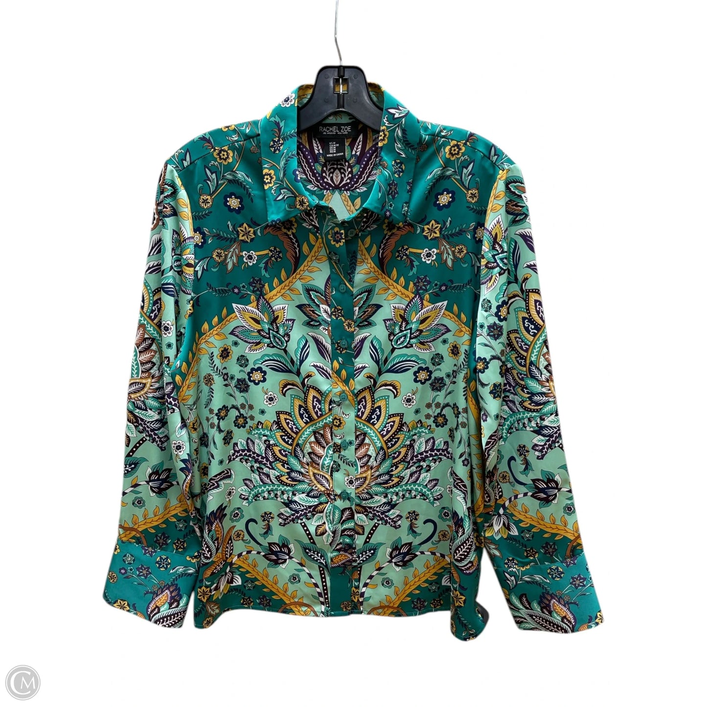 Top Long Sleeve By Rachel Zoe In Green & Yellow, Size: M