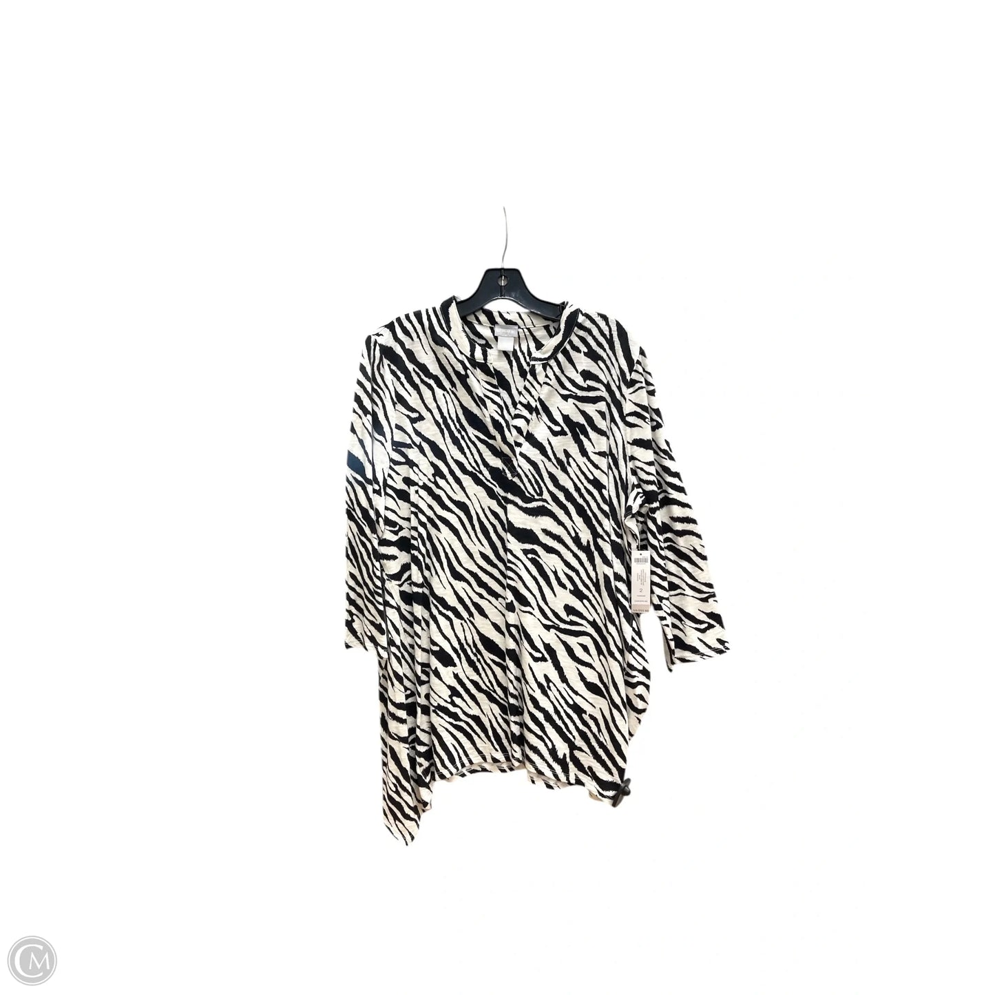Tunic 3/4 Sleeve By Chicos In Zebra Print, Size: L