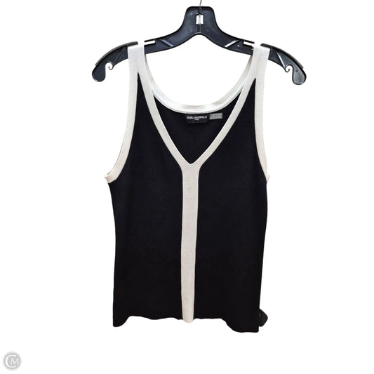 Top Sleeveless Designer By Karl Lagerfeld In Black & White, Size: L