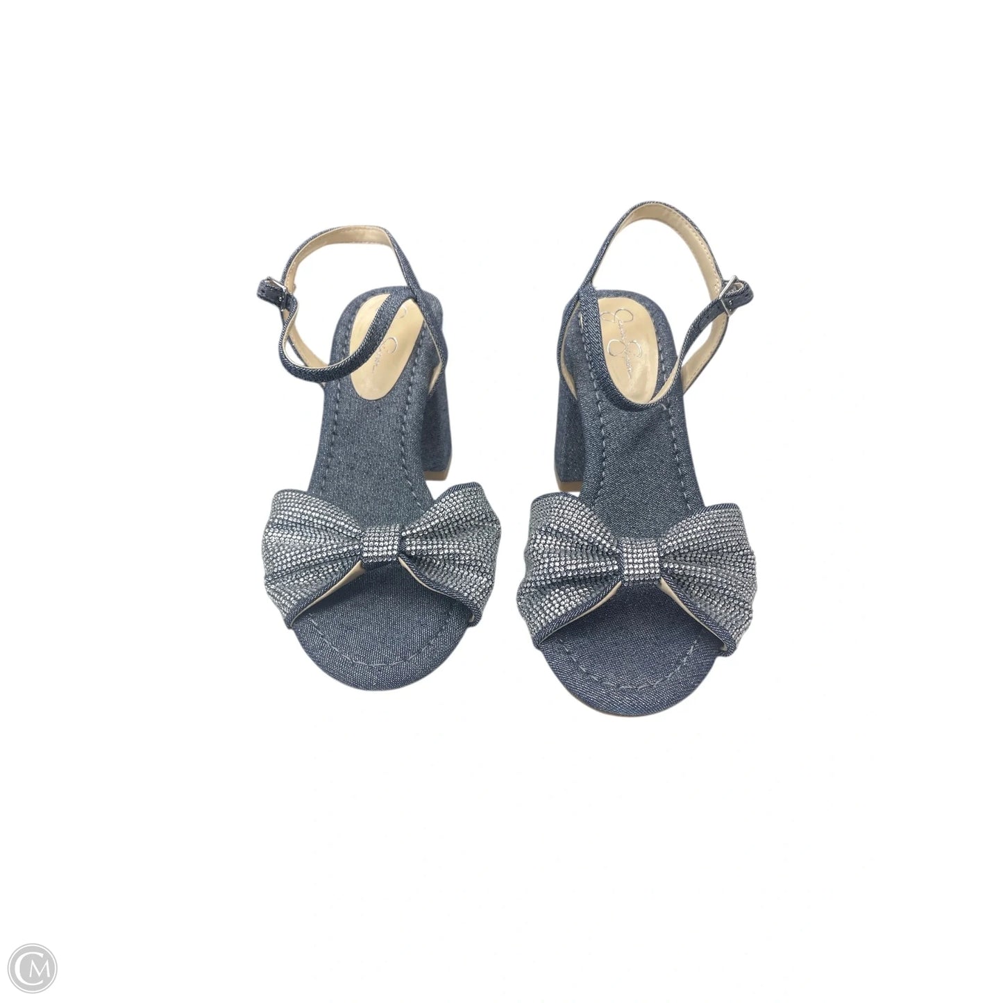 Sandals Heels Block By Jessica Simpson In Blue Denim, Size: 8.5