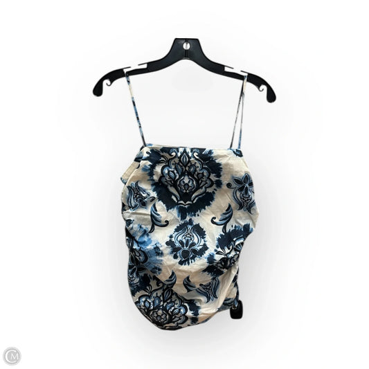 Top Sleeveless By Zara In Blue & Cream, Size: M