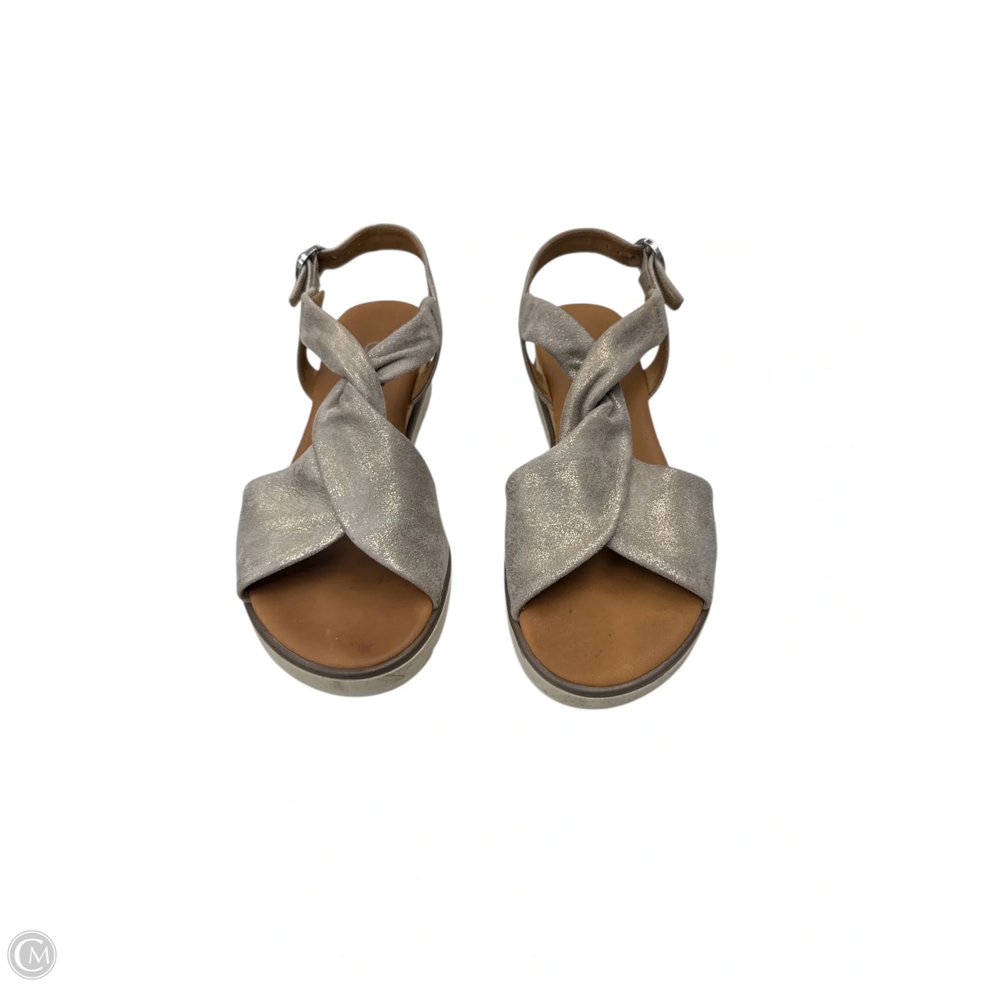 Sandals Heels Wedge By  Gabor comfort In Silver, Size: 5.5