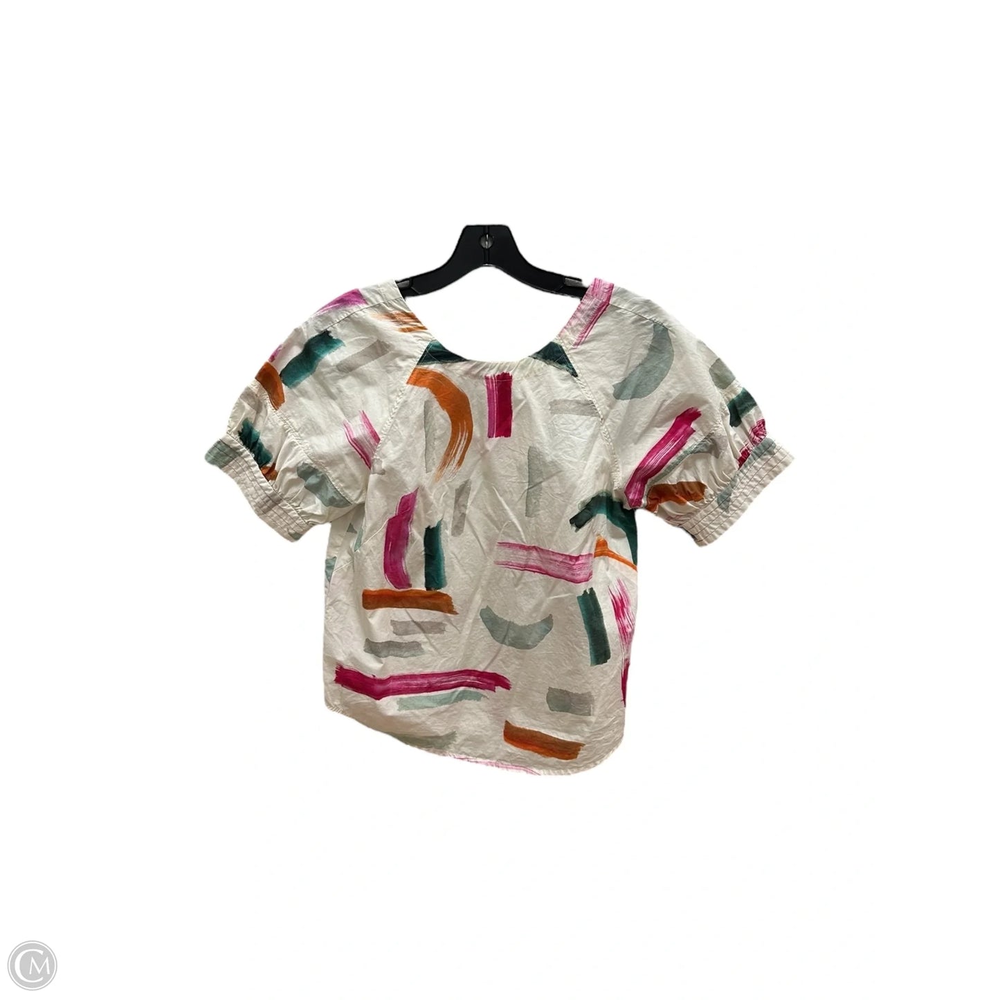 Top Short Sleeve By Anthropologie In Green & Pink, Size: Xs
