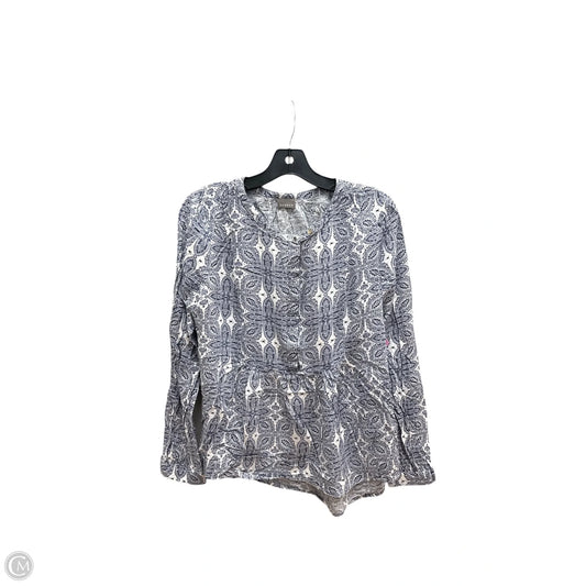 Top Long Sleeve By Braeve In Blue & White, Size: L