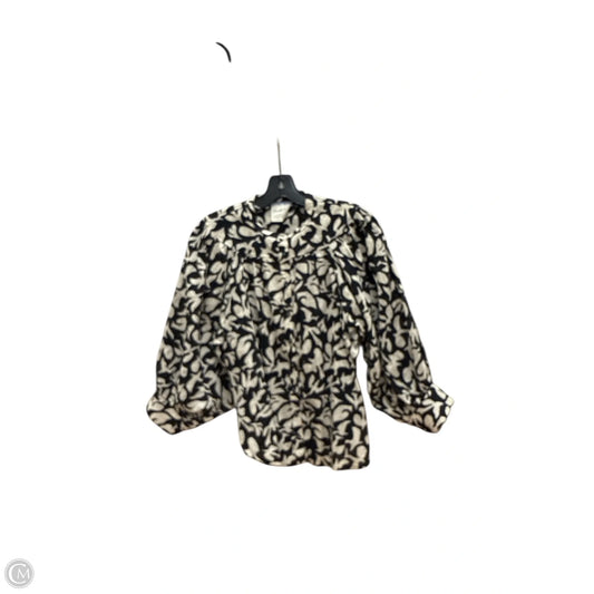 Top 3/4 Sleeve By Anthropologie In Black & Cream, Size: Xs