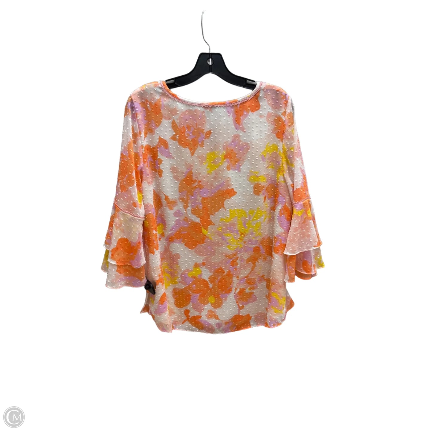 Top 3/4 Sleeve By Isaac Mizrahi Live Qvc In Orange & White, Size: 12
