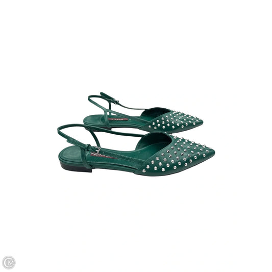 Sandals Flats By Uterque In Green & Silver