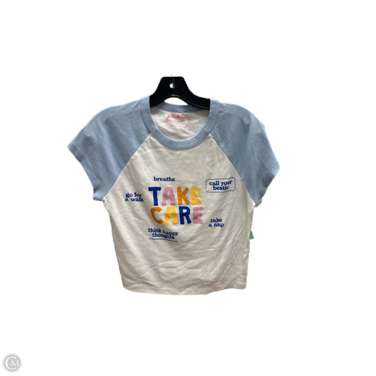 Top Short Sleeve By Clothes Mentor In Blue & White, Size: L