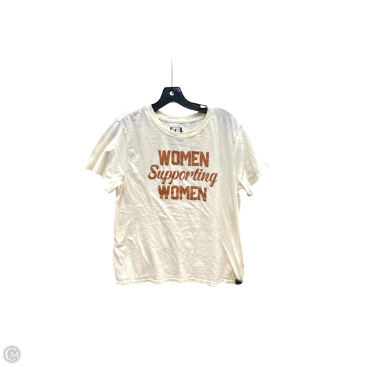 Top Short Sleeve Basic By Clothes Mentor In Cream & Tan, Size: L