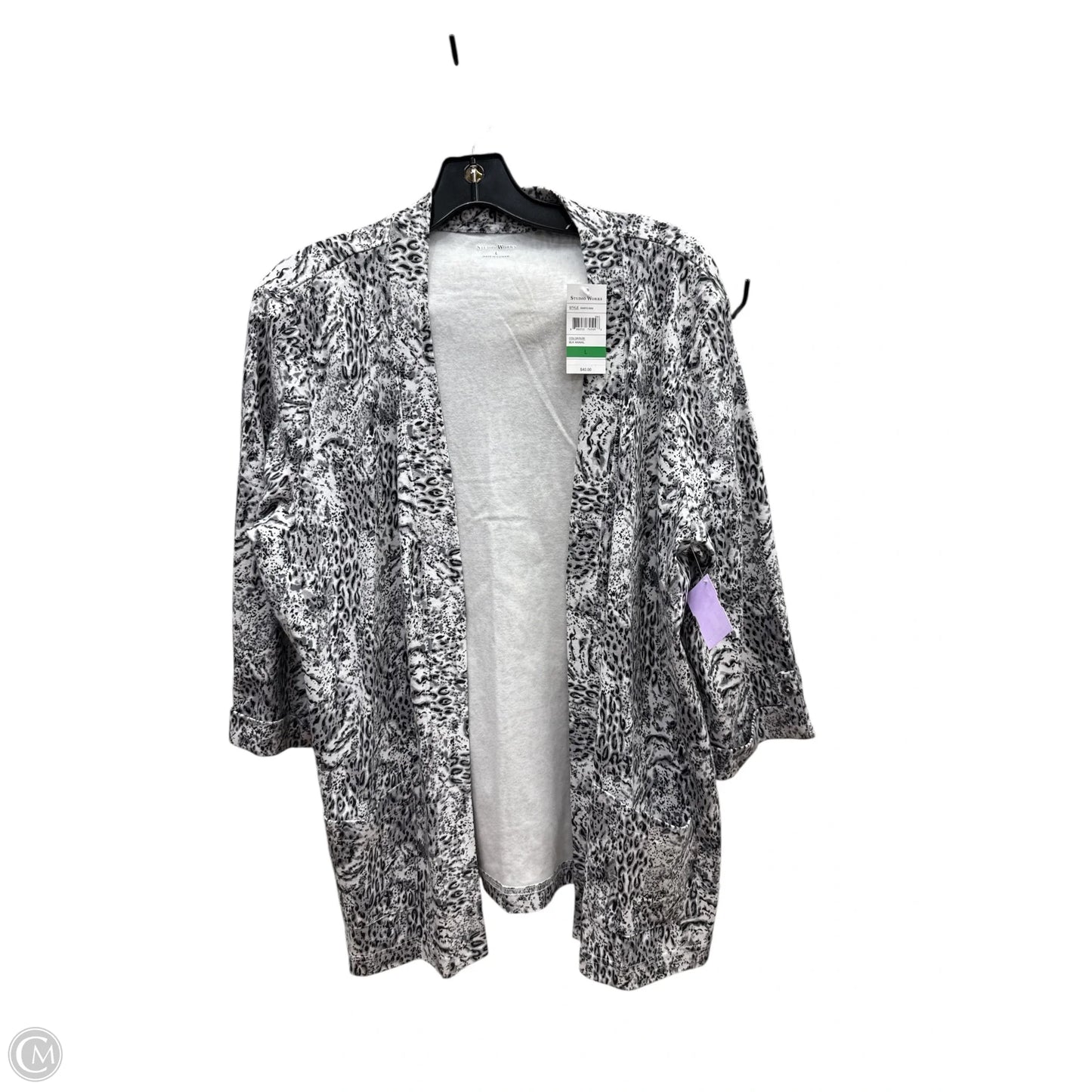 Cardigan By Studio Works In Grey & White, Size: L