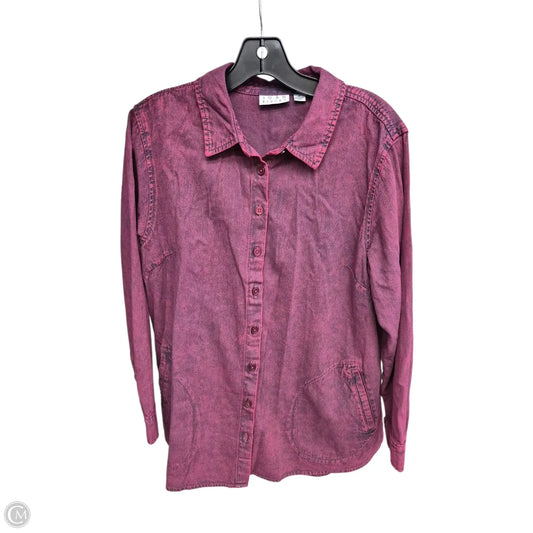 Top Long Sleeve By Joan Rivers In Purple, Size: Lp