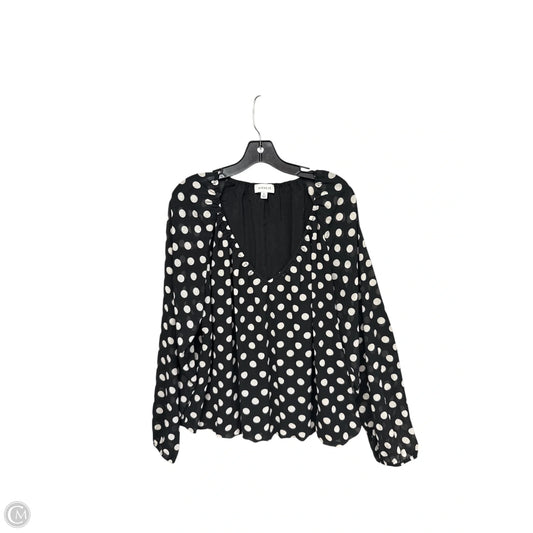Top Long Sleeve By Evereve In Polkadot Pattern, Size: Xl