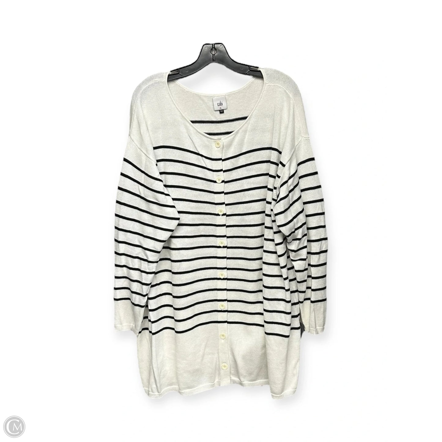 Sweater Cardigan By Cabi In Striped Pattern, Size: Xl