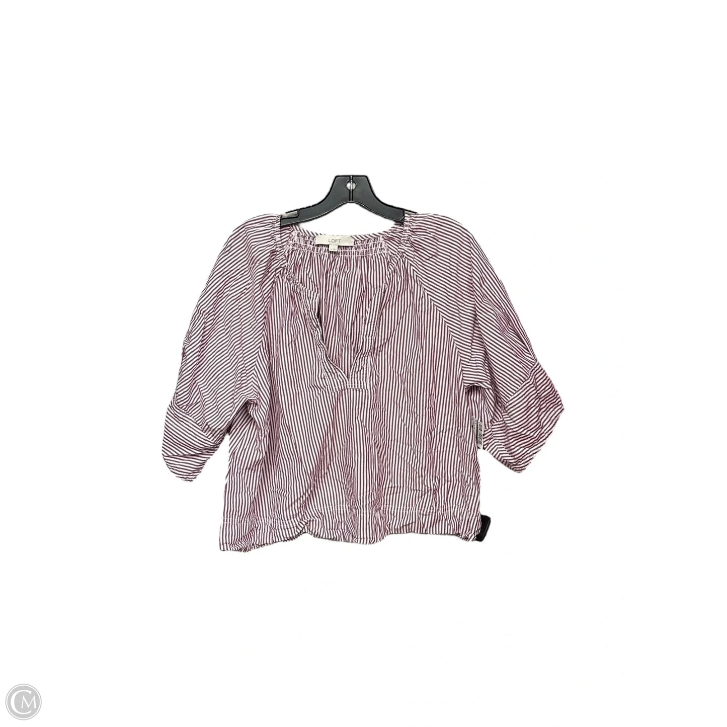 Top Short Sleeve By Loft In Striped Pattern, Size: M