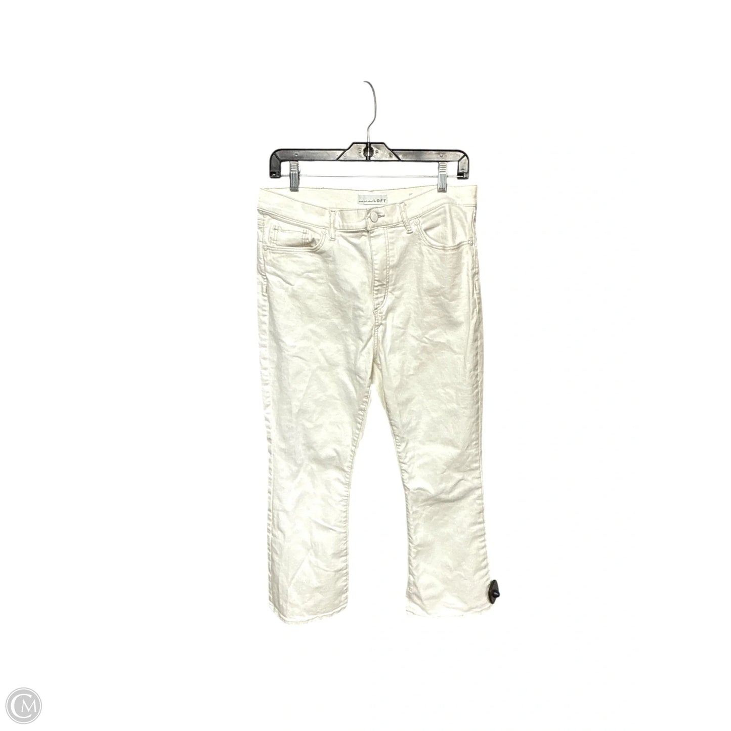 Jeans Cropped By Loft In White Denim, Size: 10