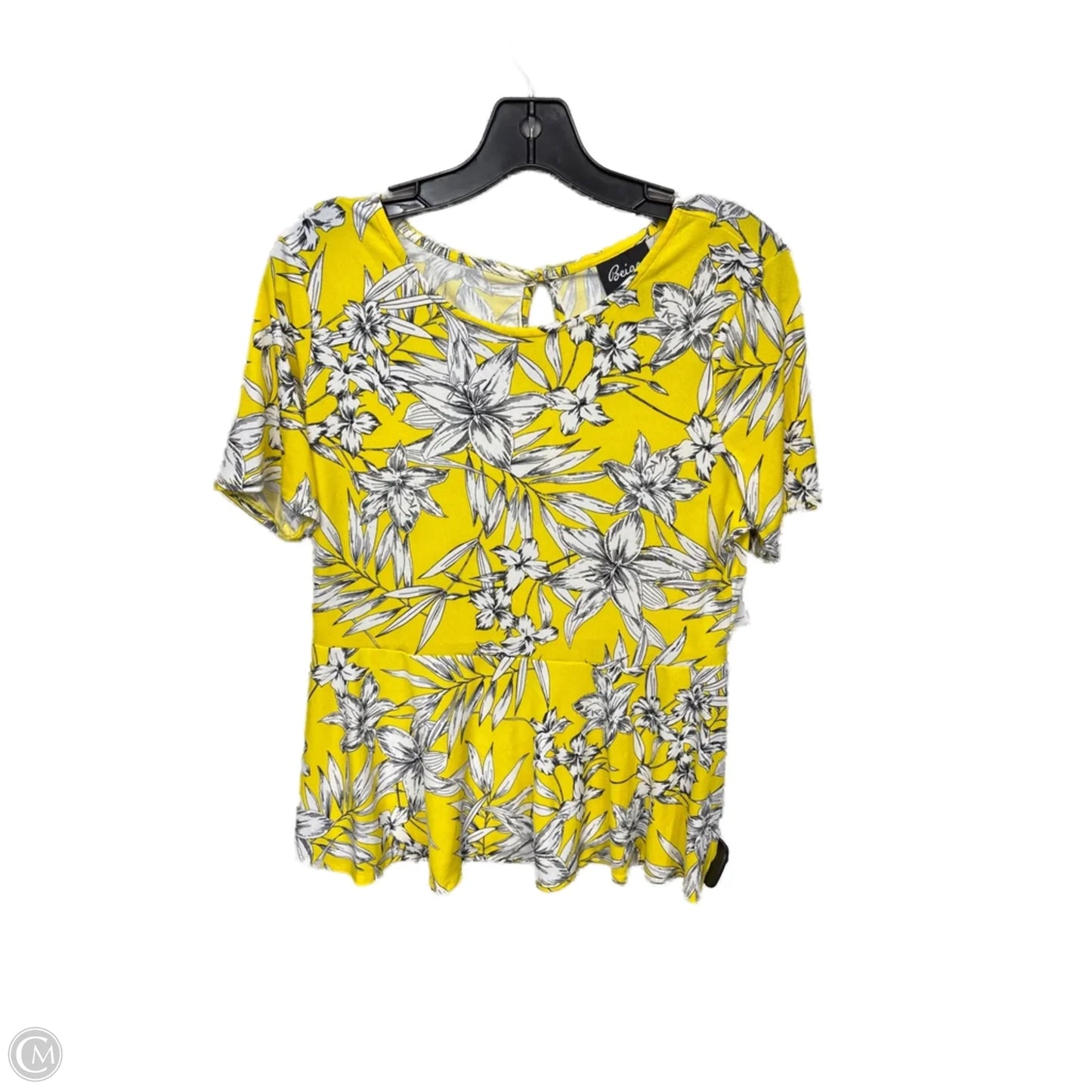 Top Short Sleeve By Eci In White & Yellow, Size: L
