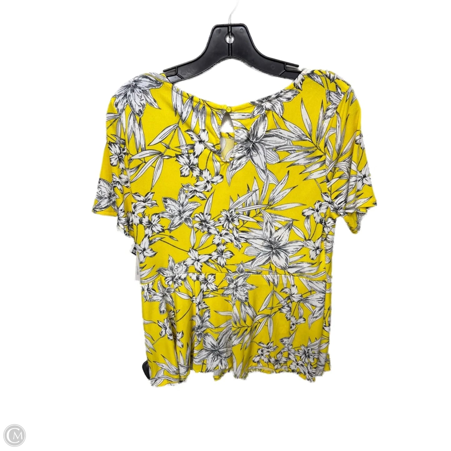 Top Short Sleeve By Eci In White & Yellow, Size: L