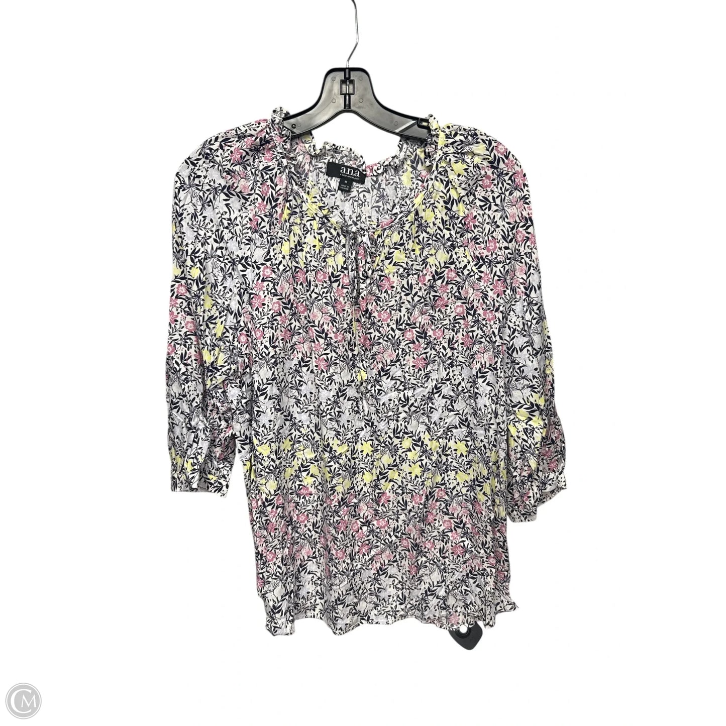 Top 3/4 Sleeve By Ana In Floral Print, Size: M
