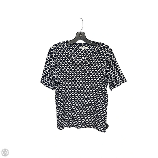Top Short Sleeve By Chicos In Blue & White, Size: M