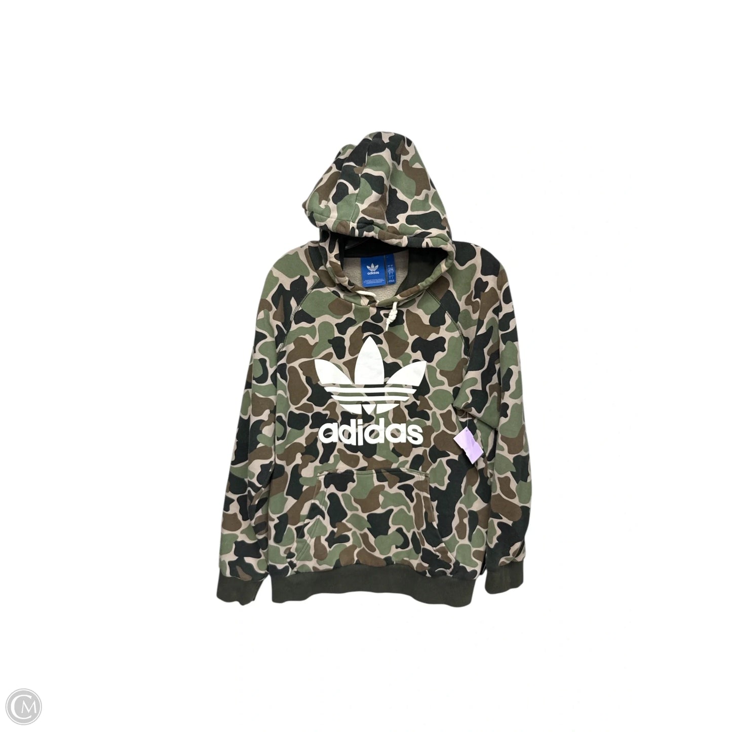 Athletic Sweatshirt Hoodie By Adidas In Camouflage Print, Size: L