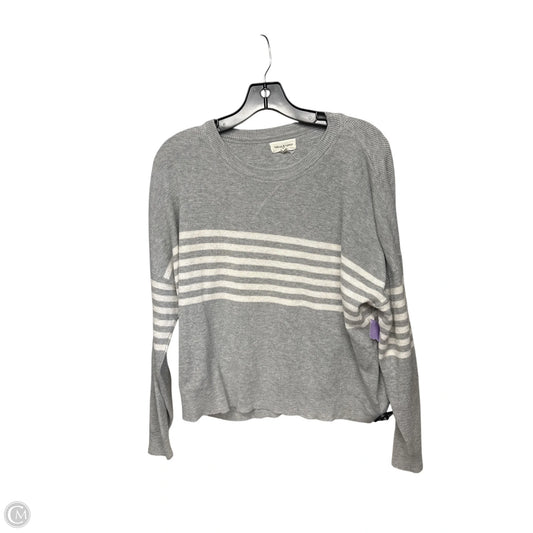 Top Long Sleeve By Thread And Supply In Grey & White, Size: L