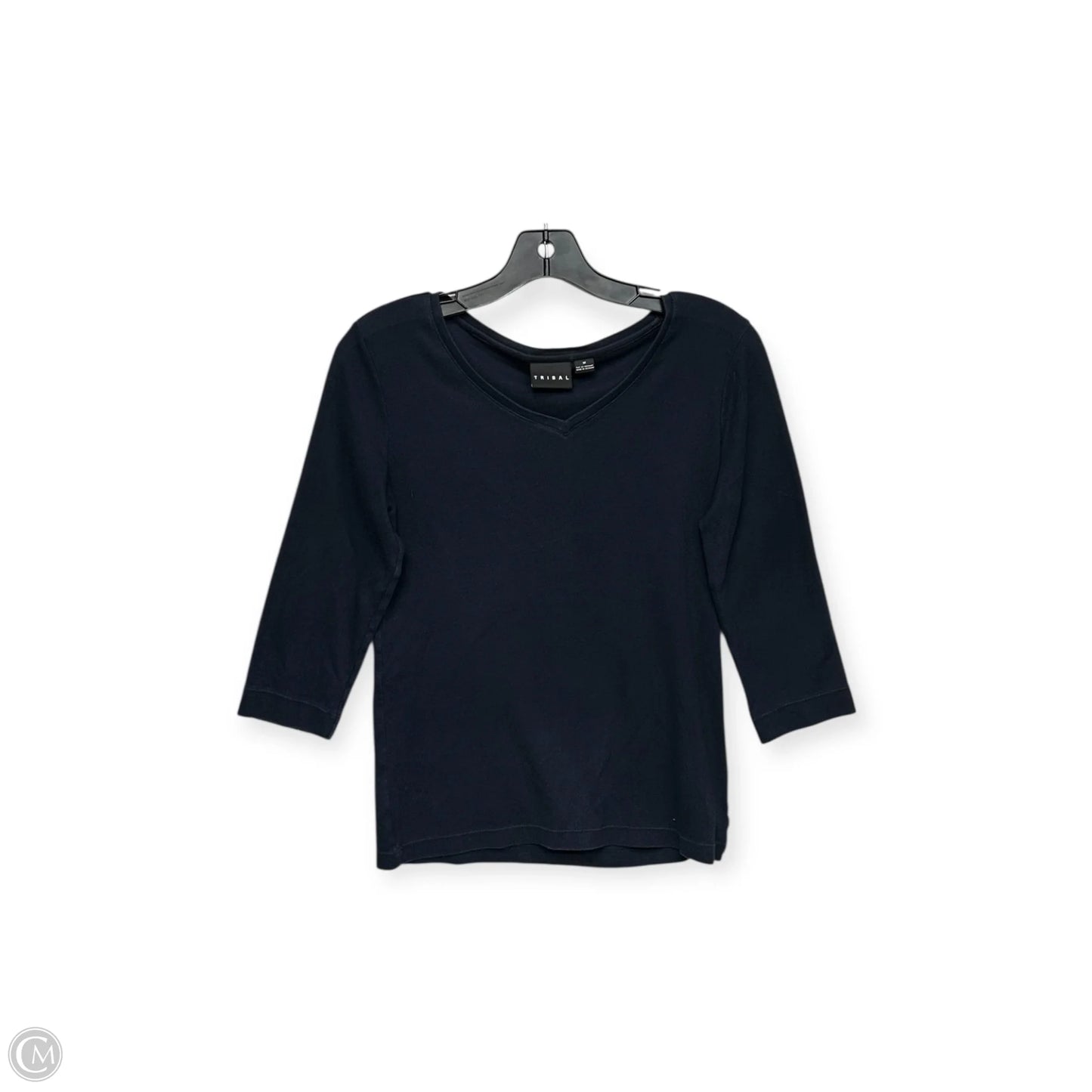 Top 3/4 Sleeve By Tribal In Navy, Size: M