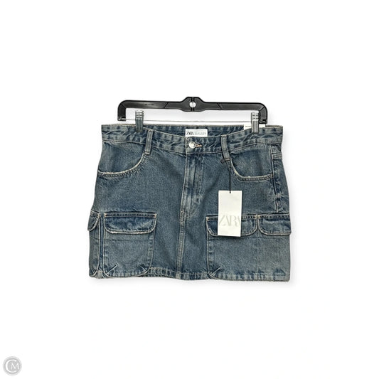 Skirt Mini & Short By Zara In Blue Denim, Size: L